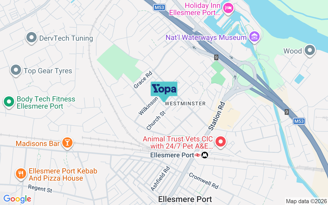 Map showing the location of CH65 2EB