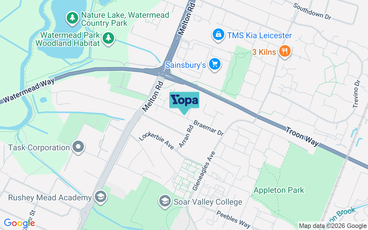 Map showing the location of LE4 7PN