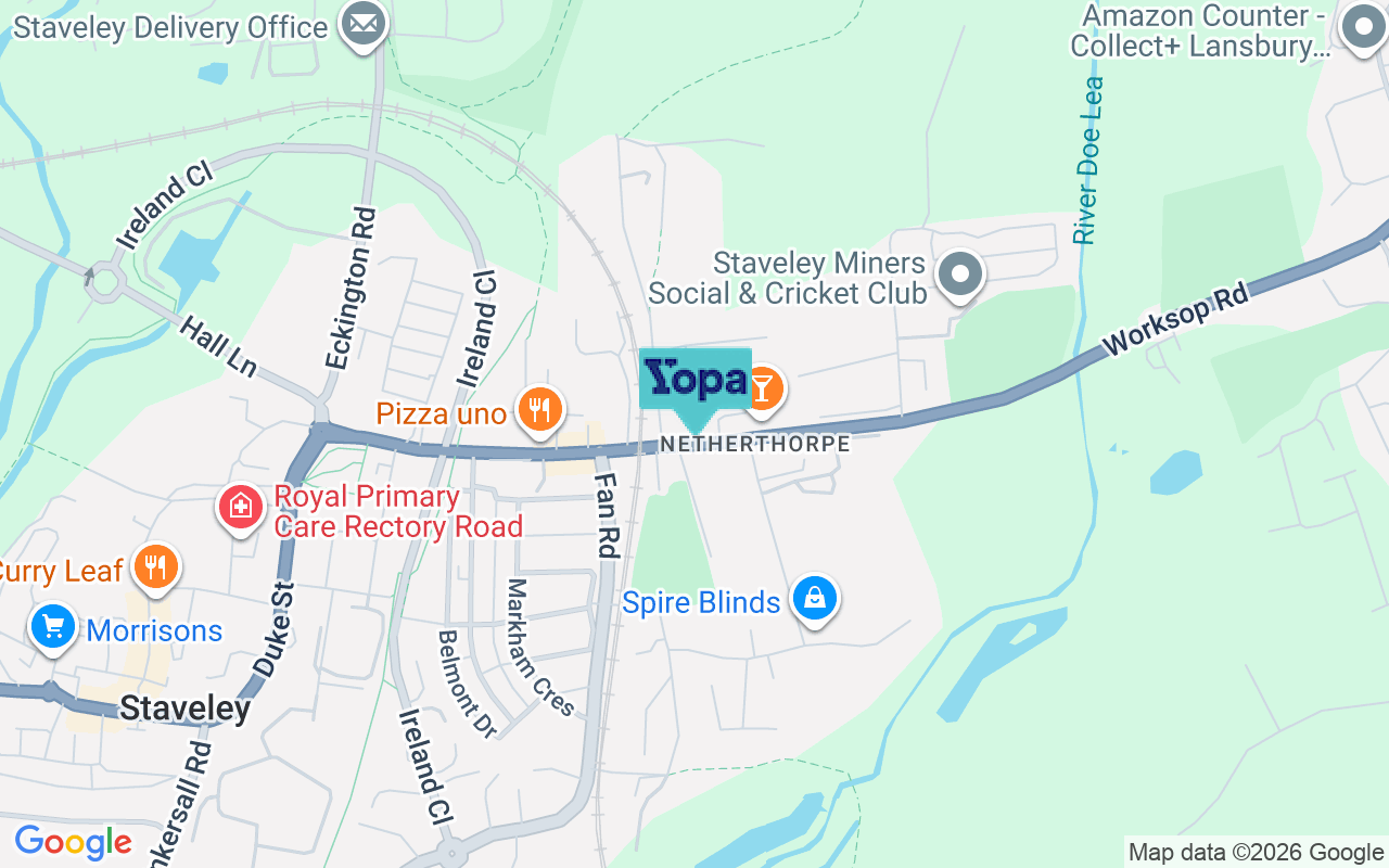 Map showing the location of S43 3TX