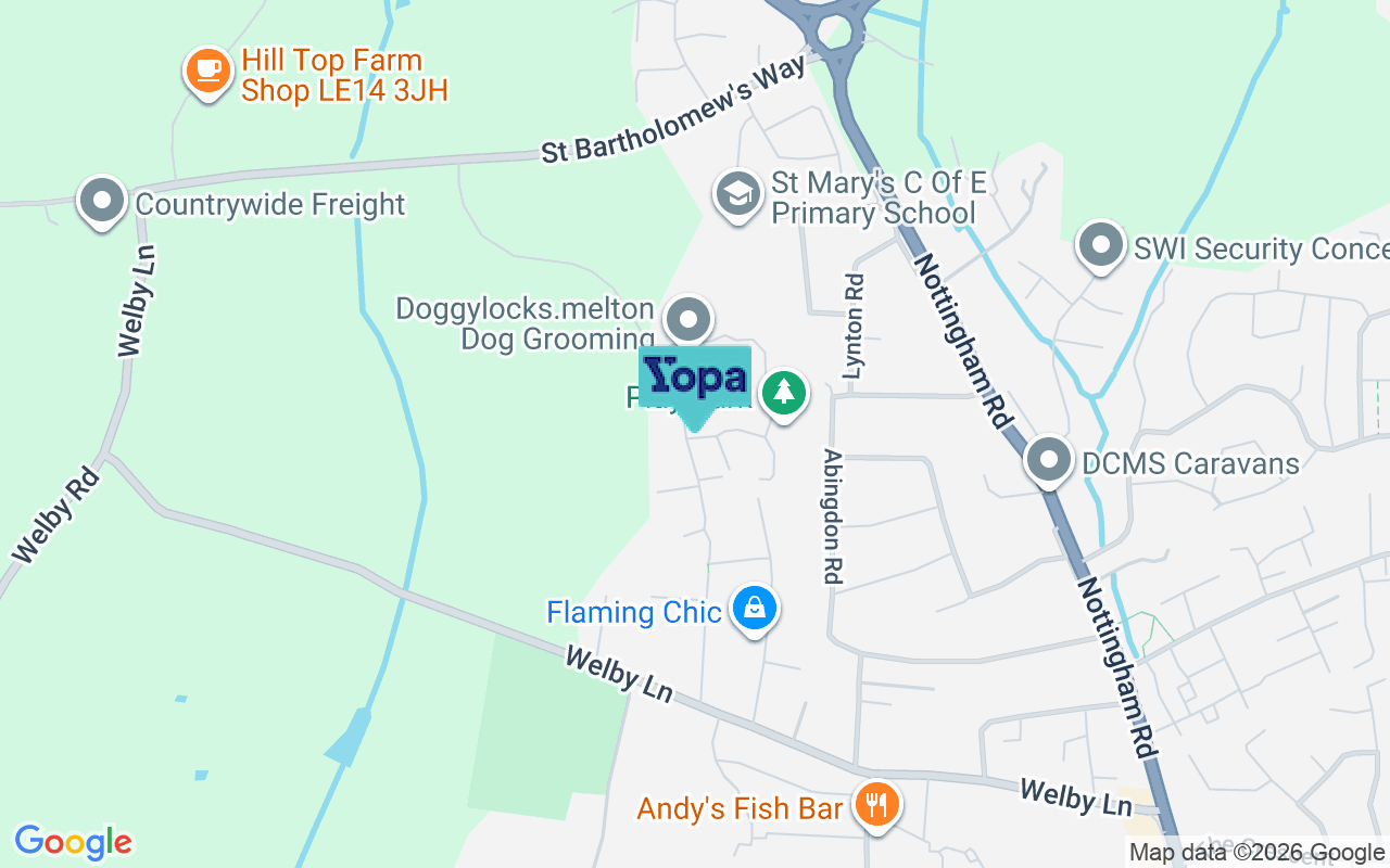 Map showing the location of LE13 0SU