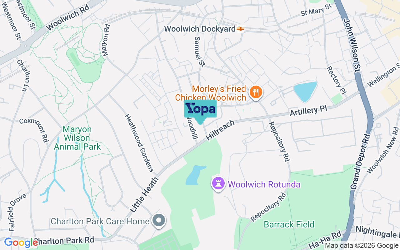 Map showing the location of SE18 5DH
