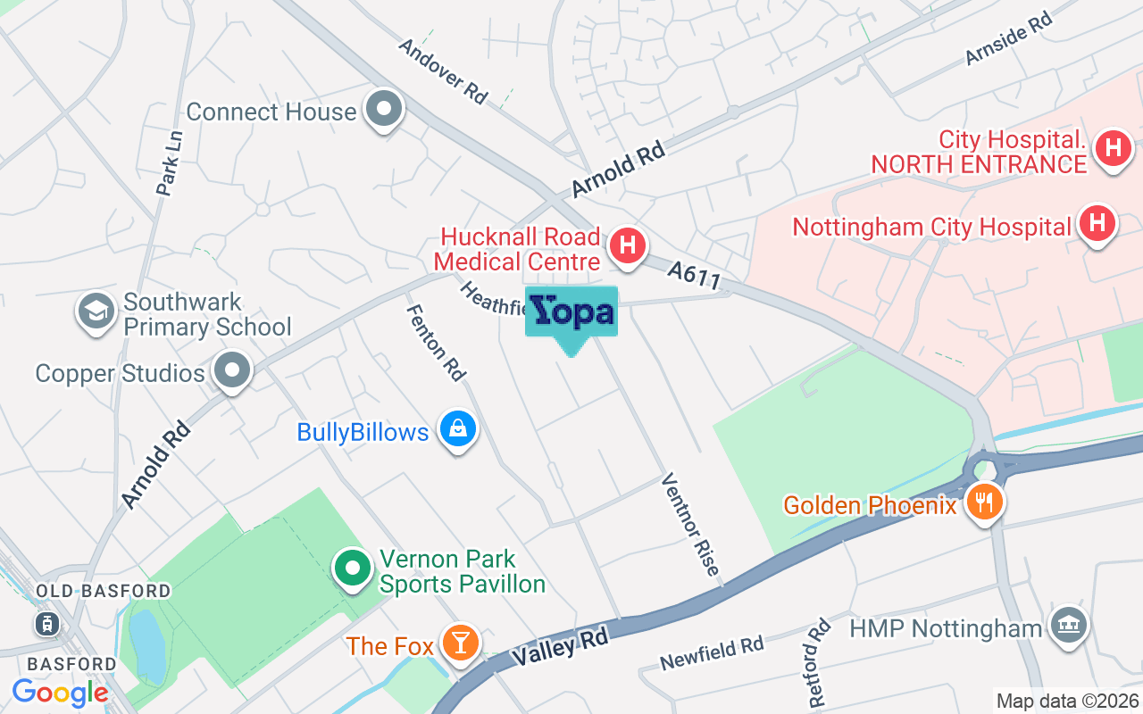 Map showing the location of NG5 1NU