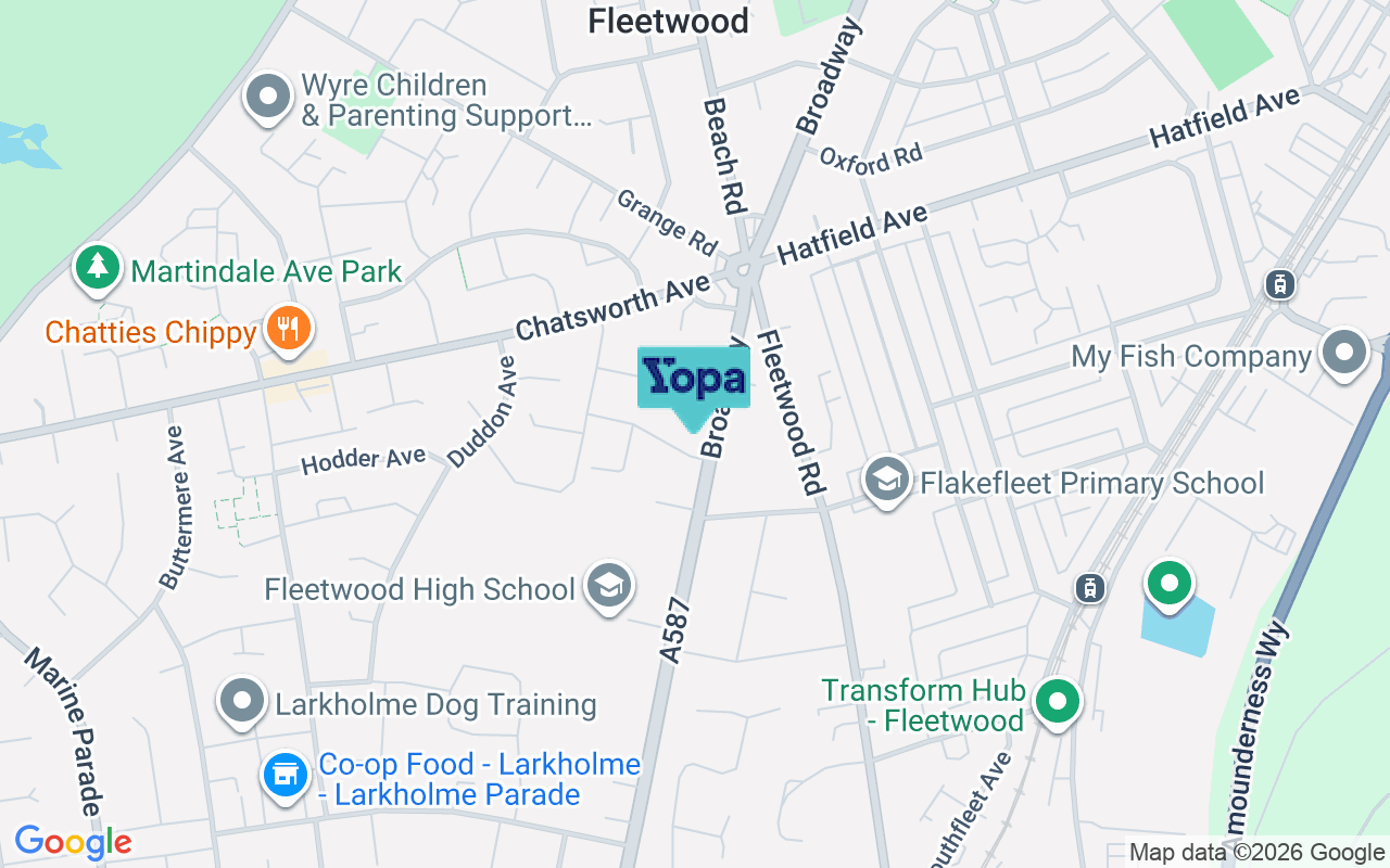 Map showing the location of FY7 8HE
