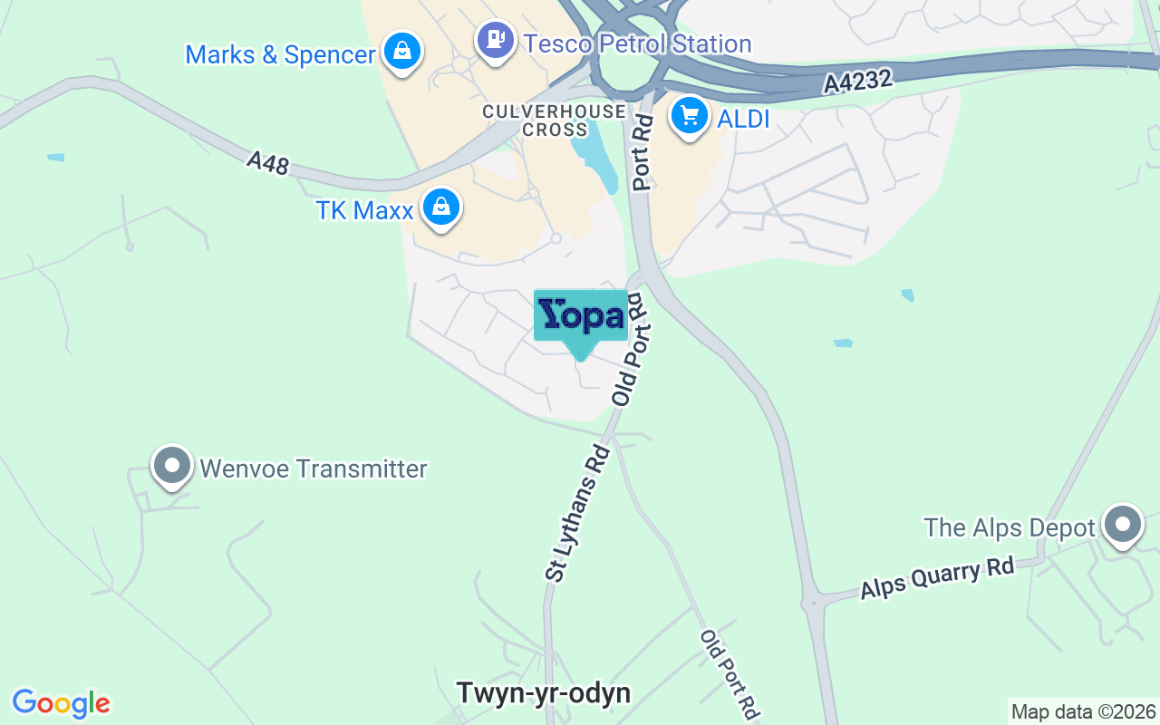 Map showing the location of CF5 6XN