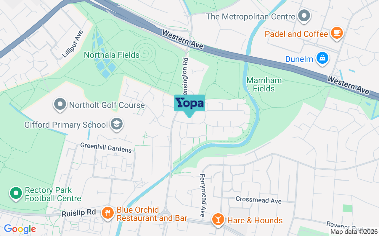 Map showing the location of UB5 6TN