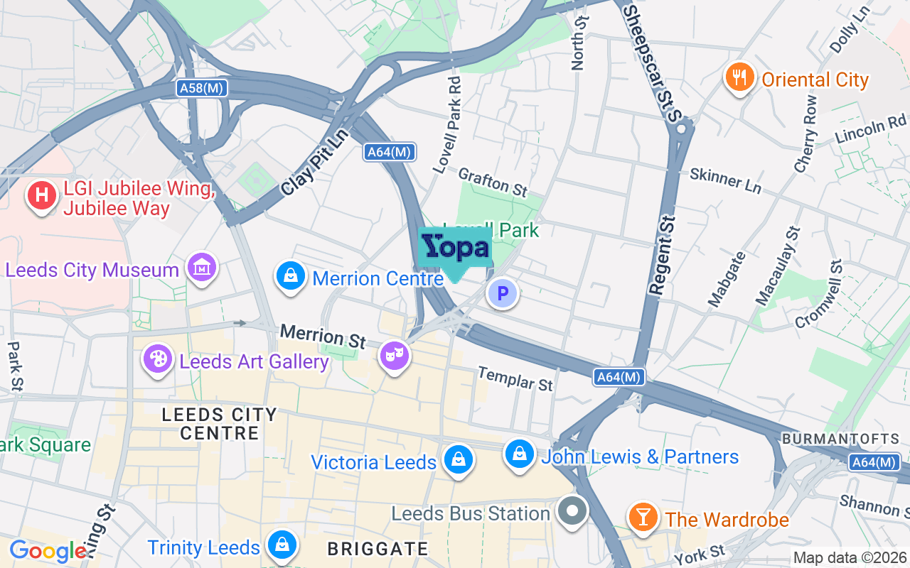 Map showing the location of LS2 8JB