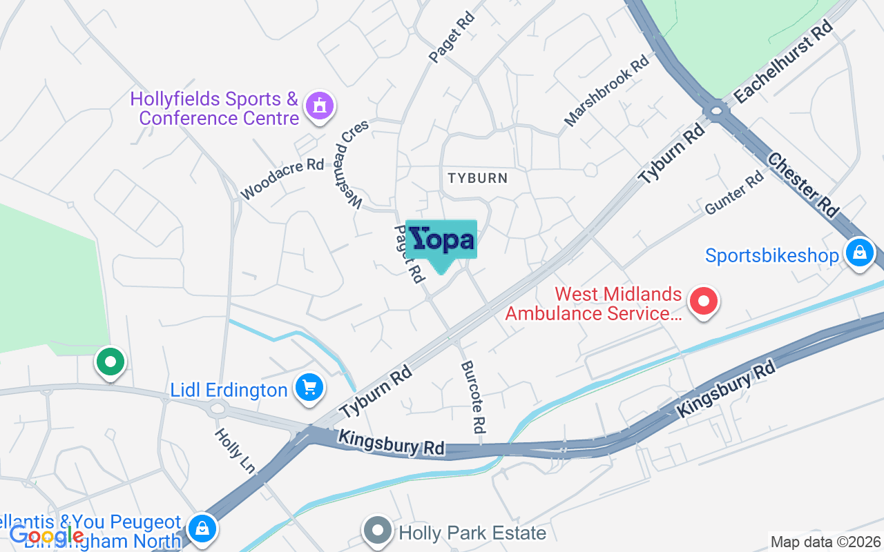 Map showing the location of B24 0GD