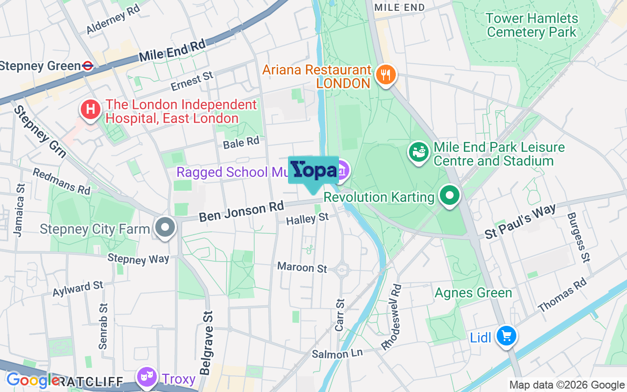 Map showing the location of E1 4RT