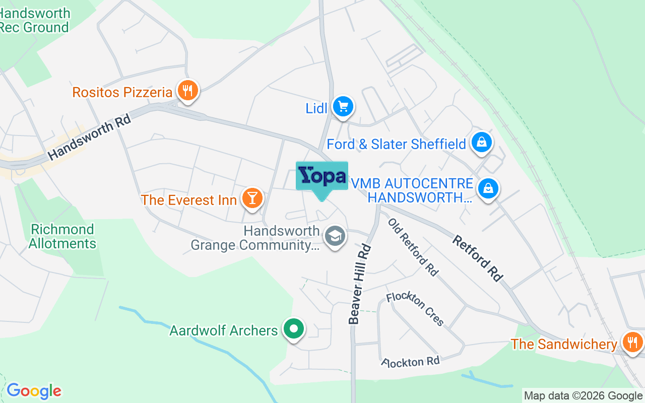 Map showing the location of S13 9HQ