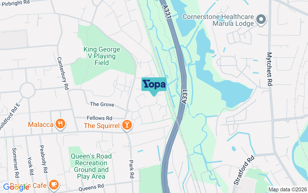 Map showing the location of GU14 6TS