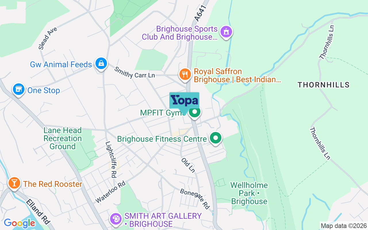 Map showing the location of HD6 4AT