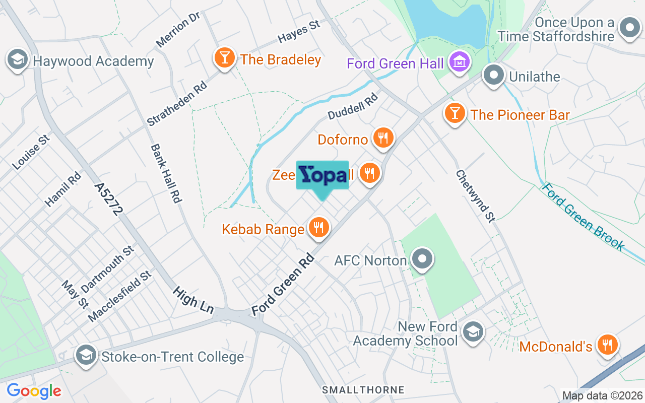 Map showing the location of ST6 1LG