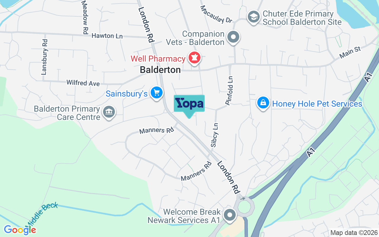 Map showing the location of NG24 3NF
