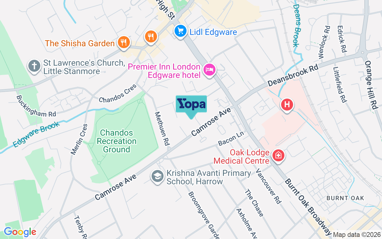 Map showing the location of HA8 6EB