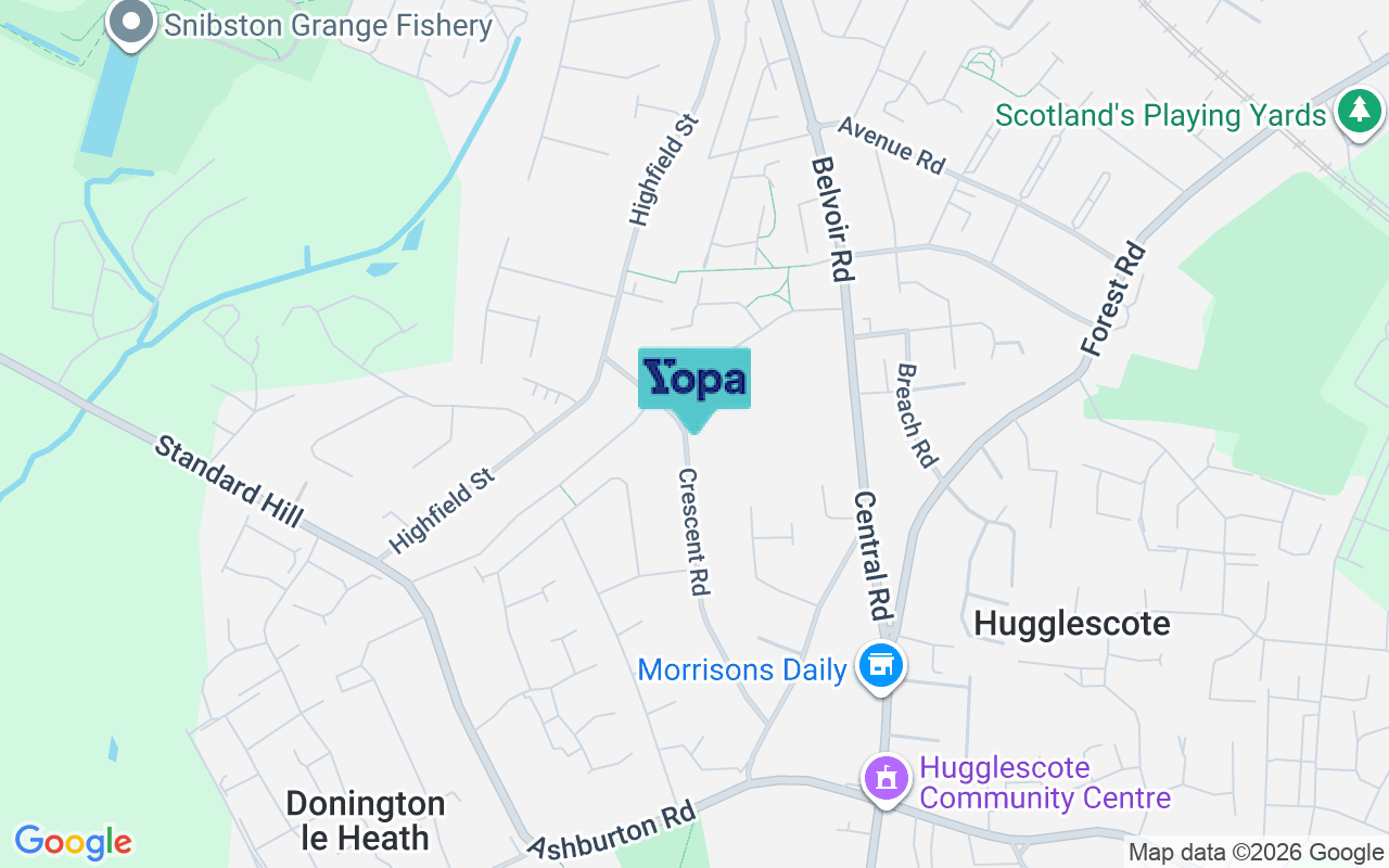 Map showing the location of LE67 2BD