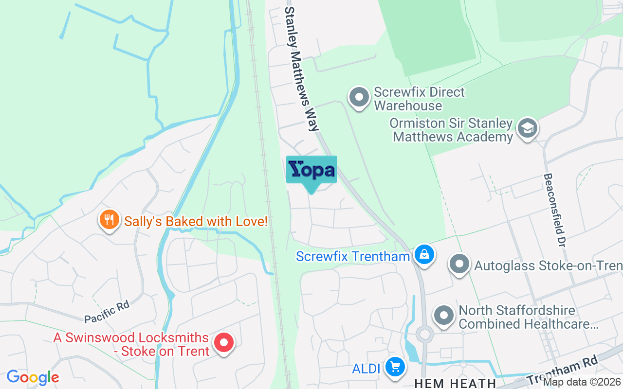 Map showing the location of ST4 8WJ