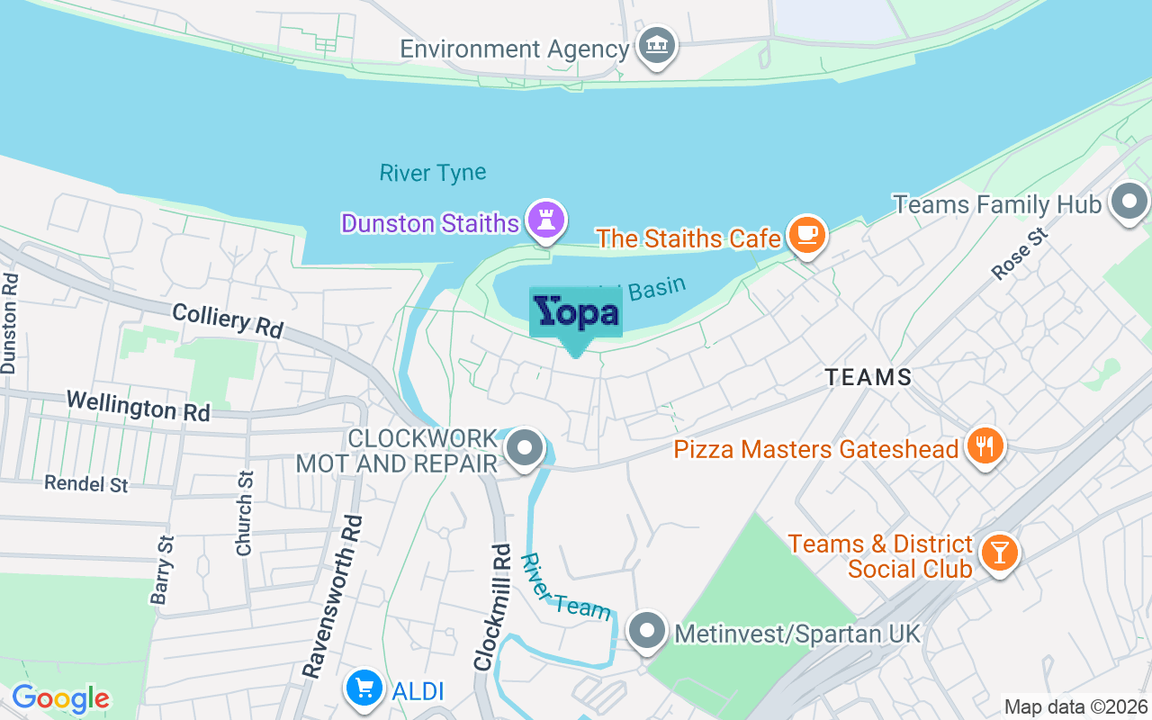Map showing the location of NE8 2GT