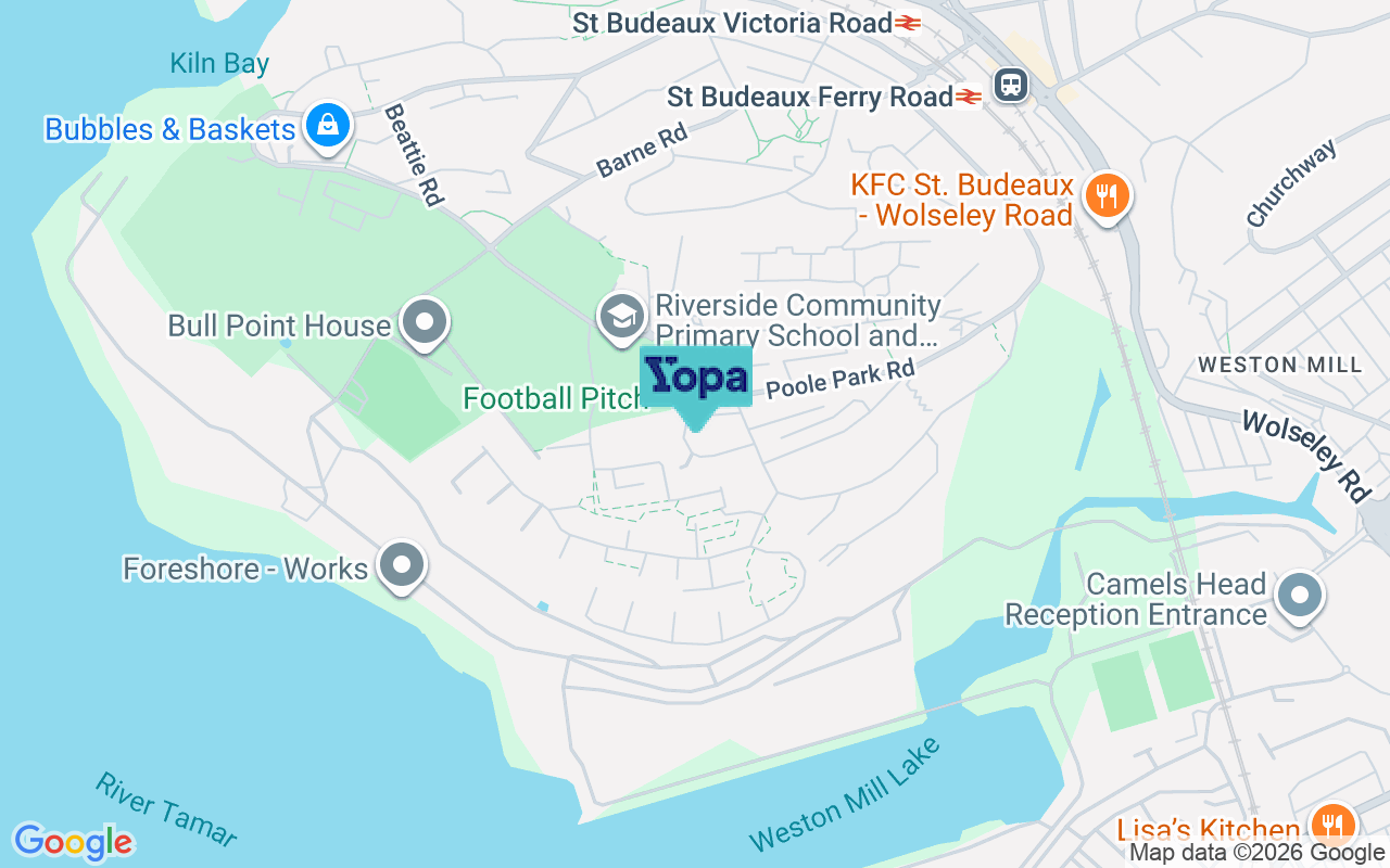 Map showing the location of PL5 1DA