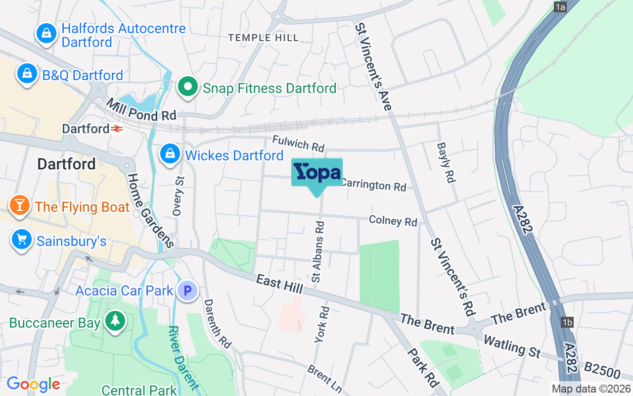 Map showing the location of DA1 1TY