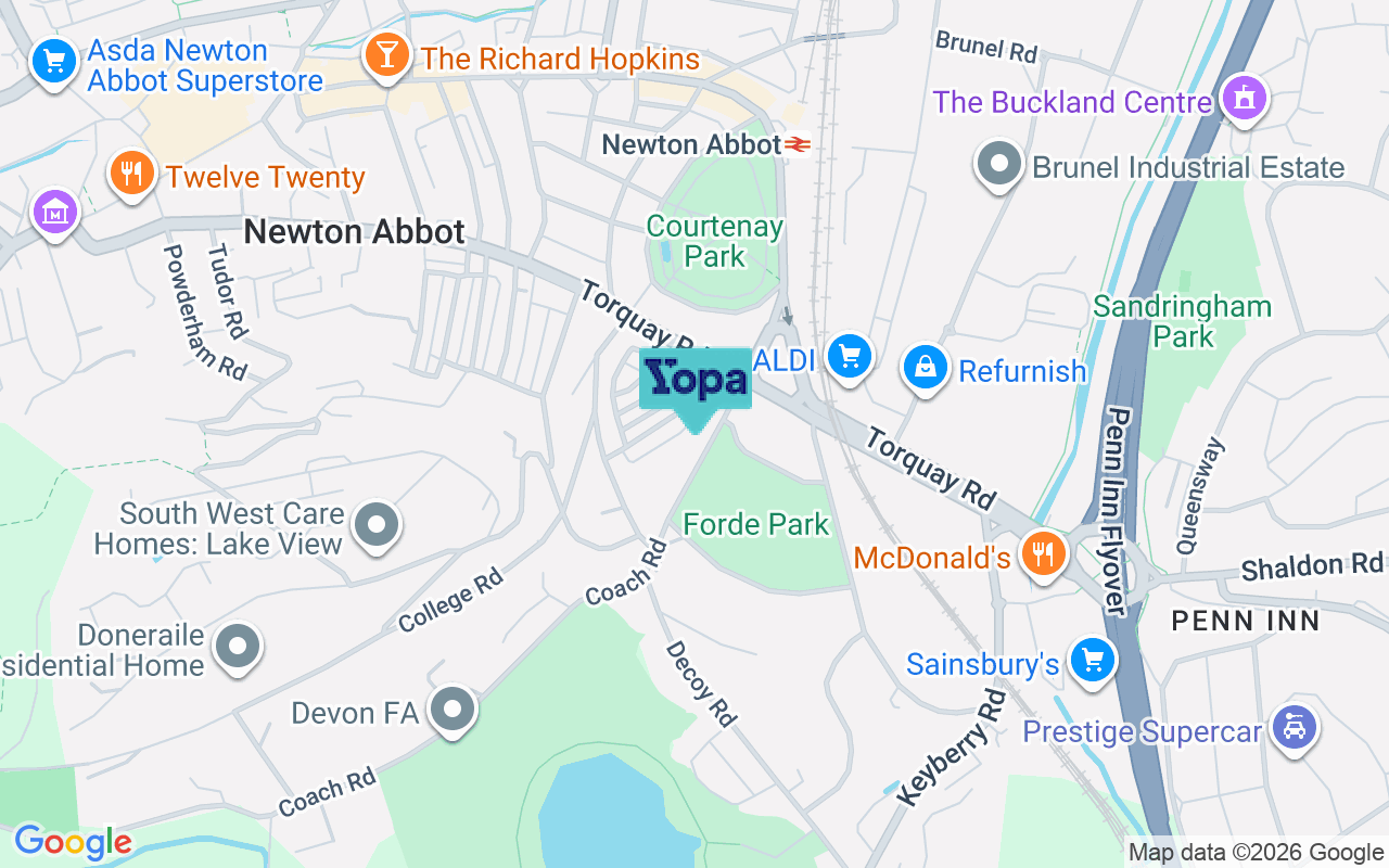 Map showing the location of TQ12 1DD