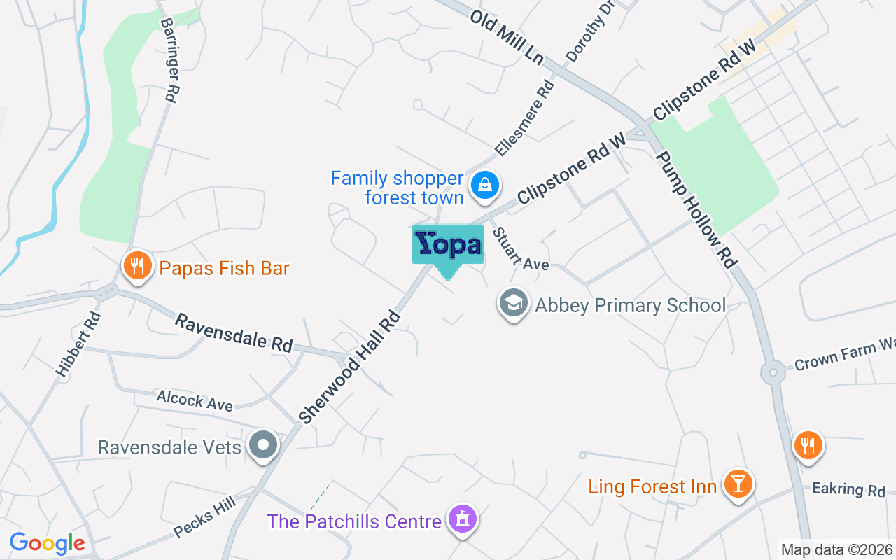 Map showing the location of NG18 2EA