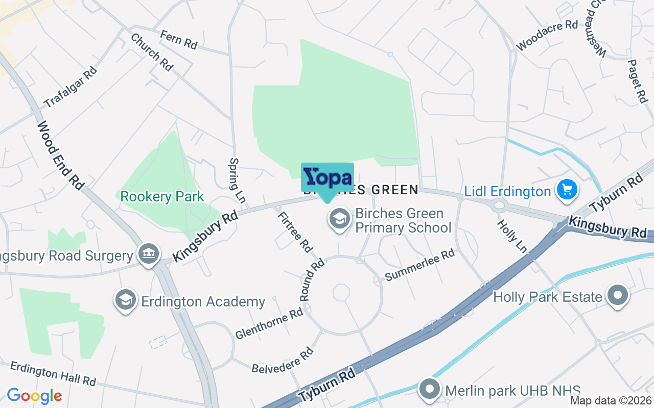 Map showing the location of B24 9NH