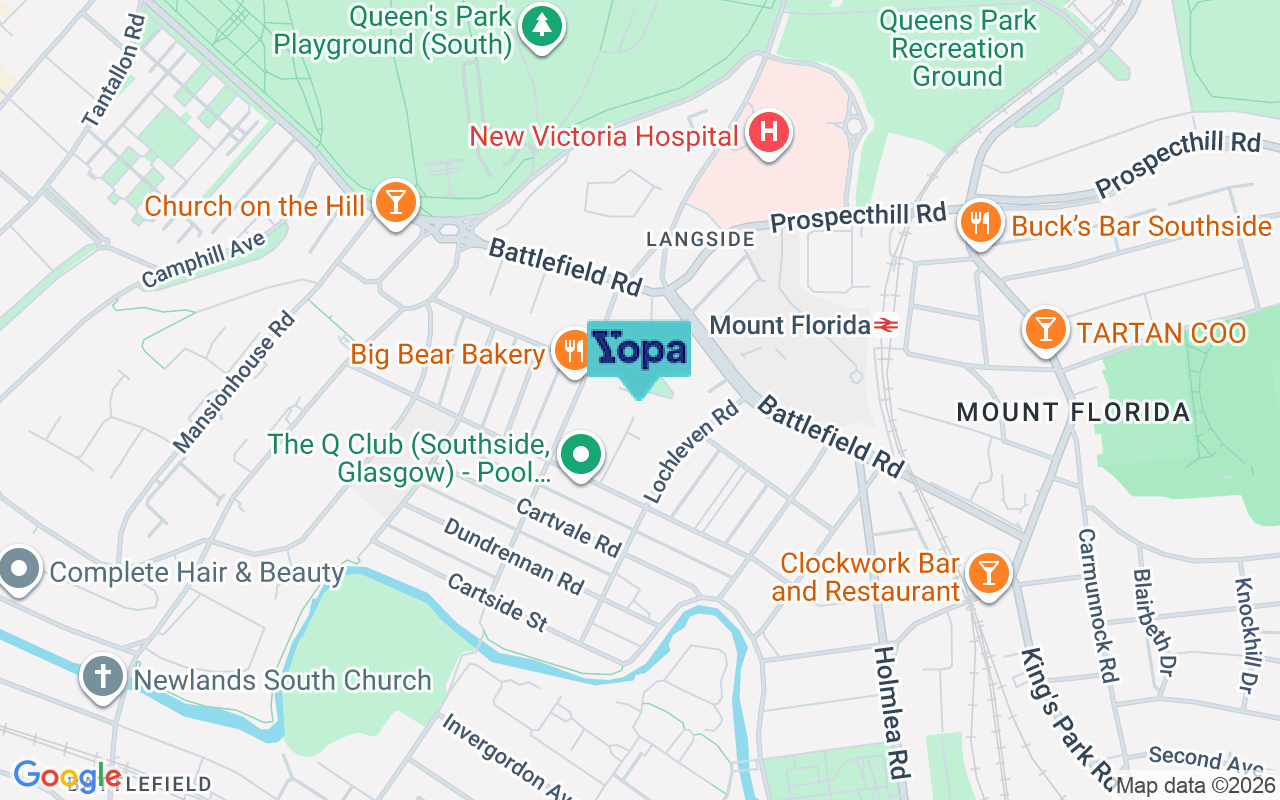 Map showing the location of G42 9JP