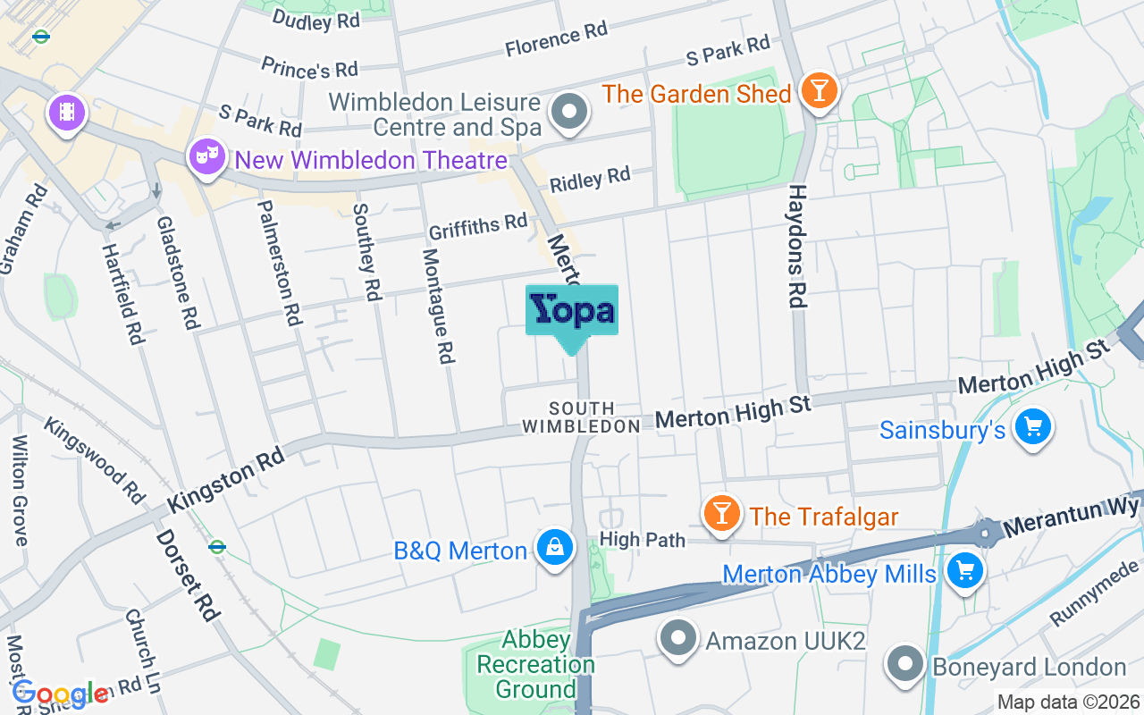 Map showing the location of SW19 1EE