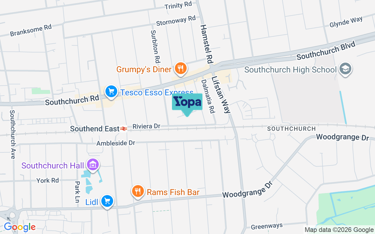 Map showing the location of SS1 2QW