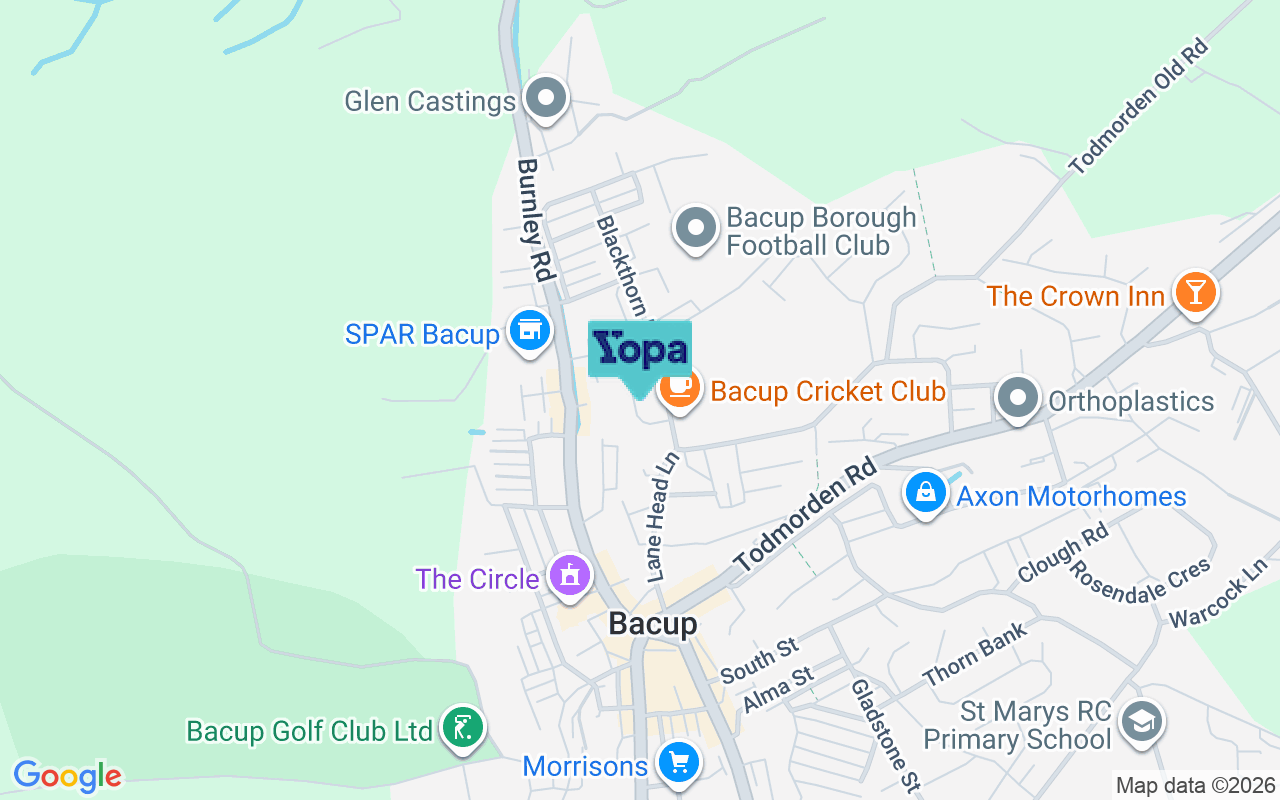 Map showing the location of OL13 8EH