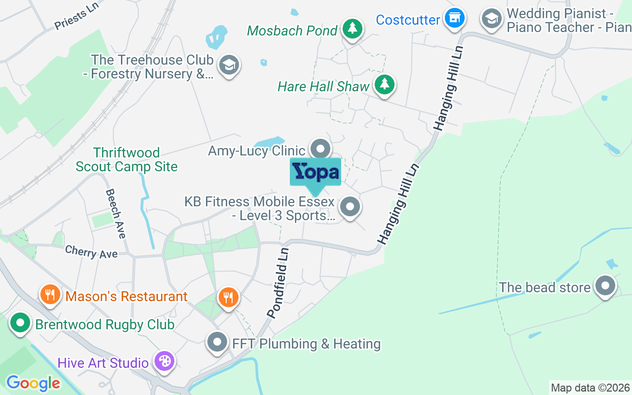 Map showing the location of CM13 2TS