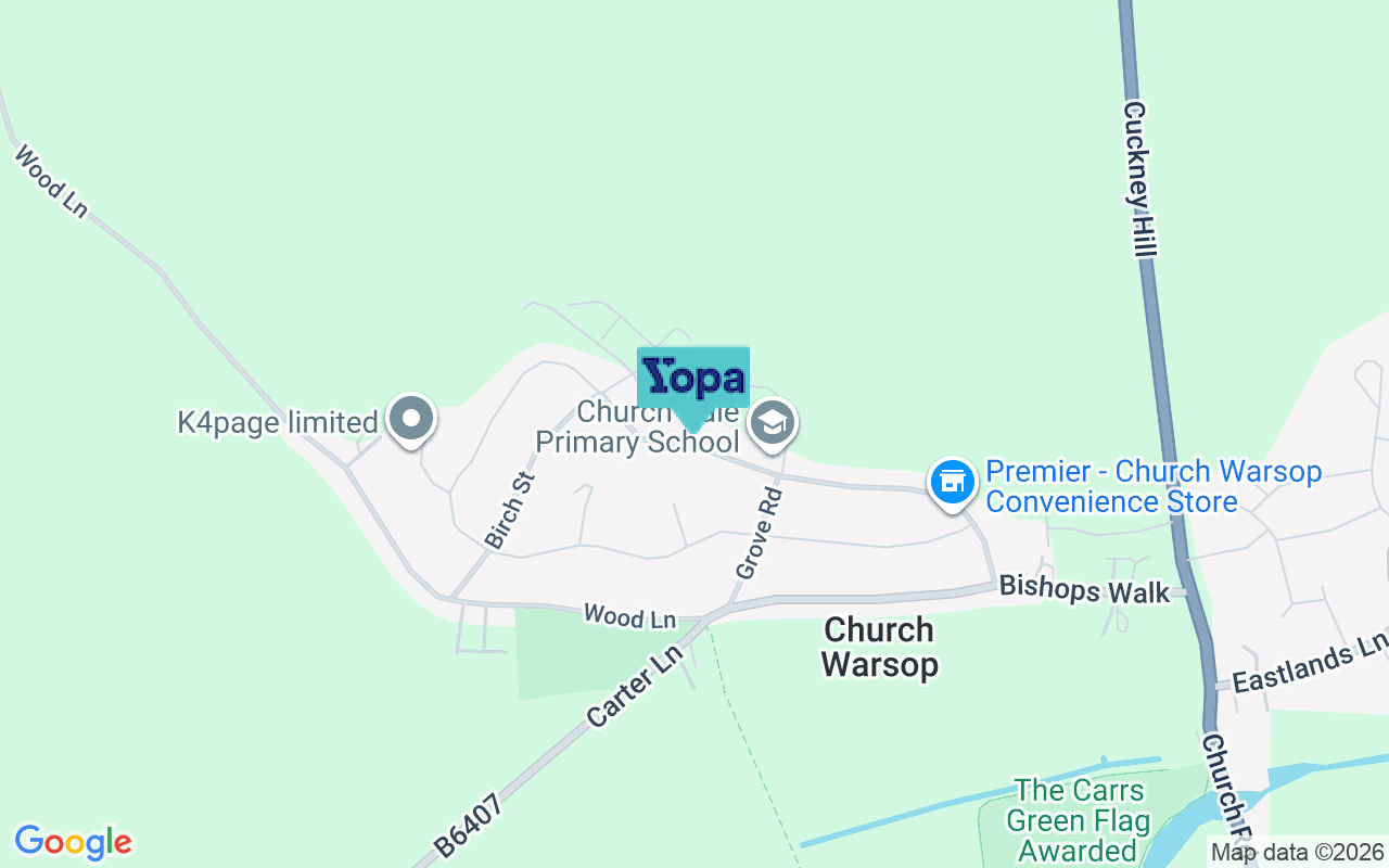 Map showing the location of NG20 0TE