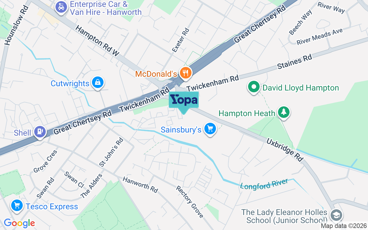 Map showing the location of TW13 6JB