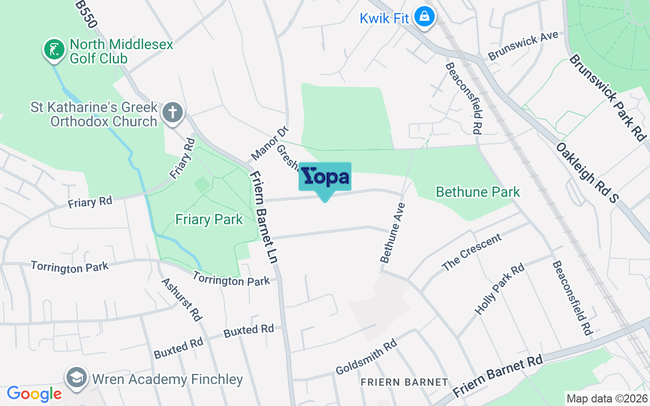 Map showing the location of N20 0XP