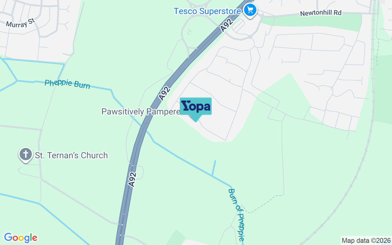 Map showing the location of AB39 3NB