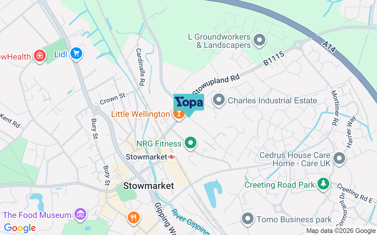 Map showing the location of IP14 5AJ