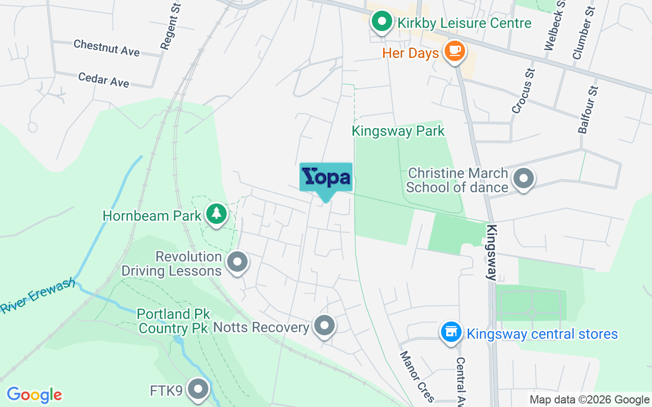 Map showing the location of NG17 8AW