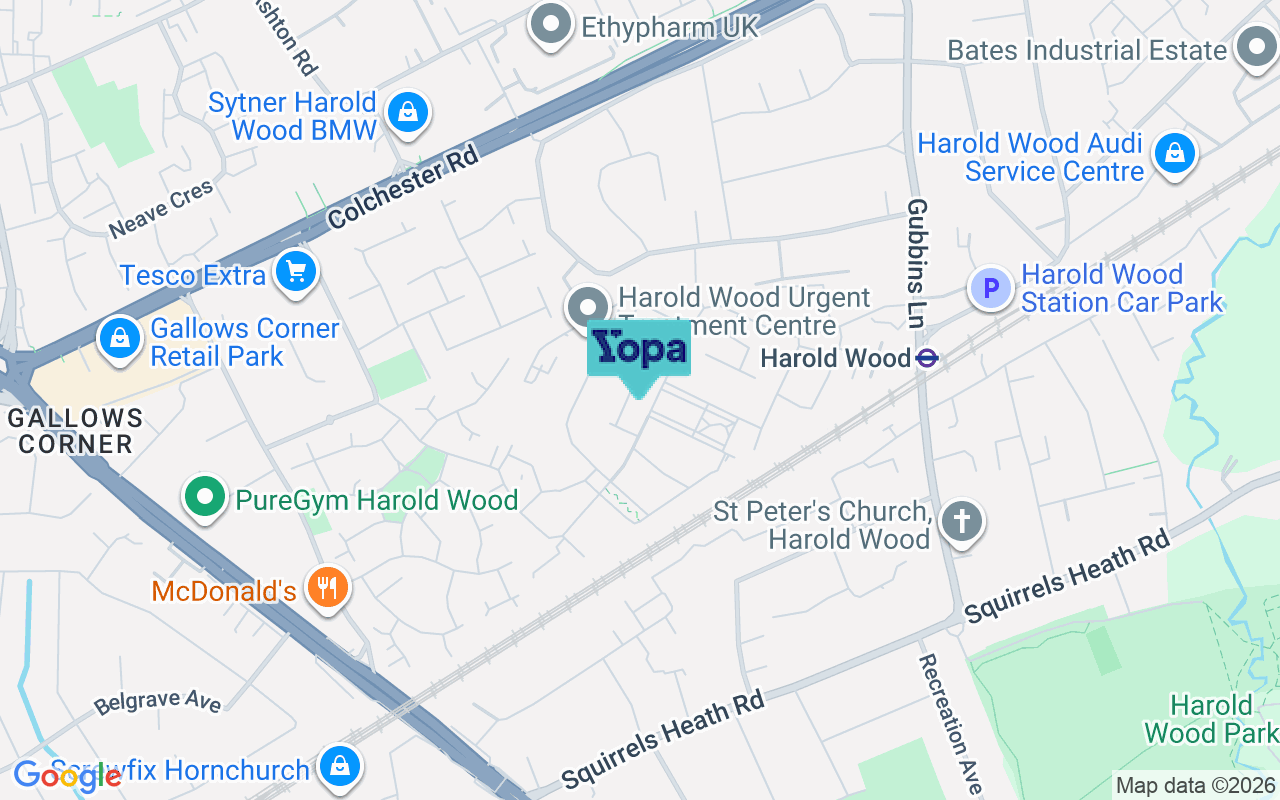 Map showing the location of RM3 0JE