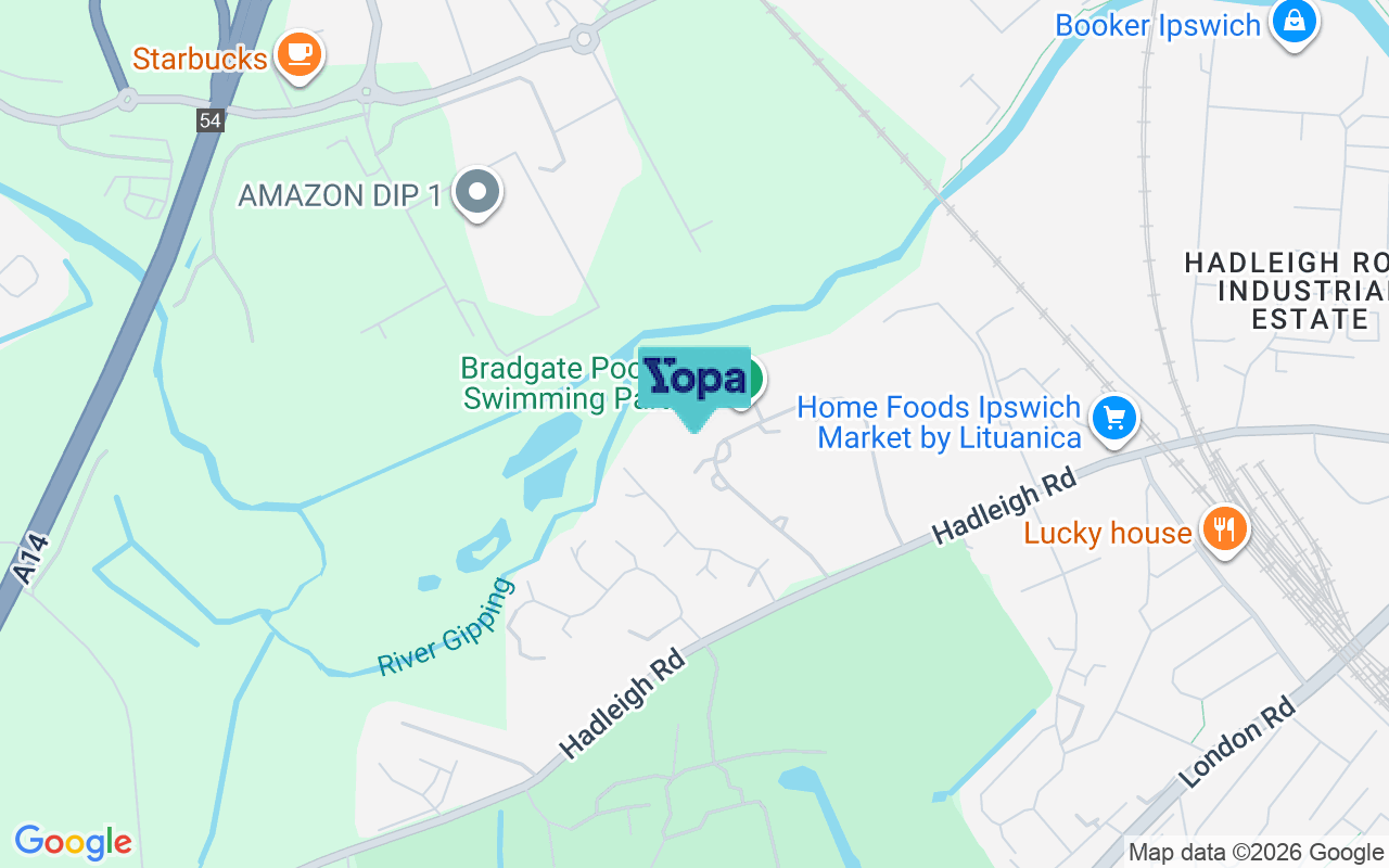 Map showing the location of IP2 0DG