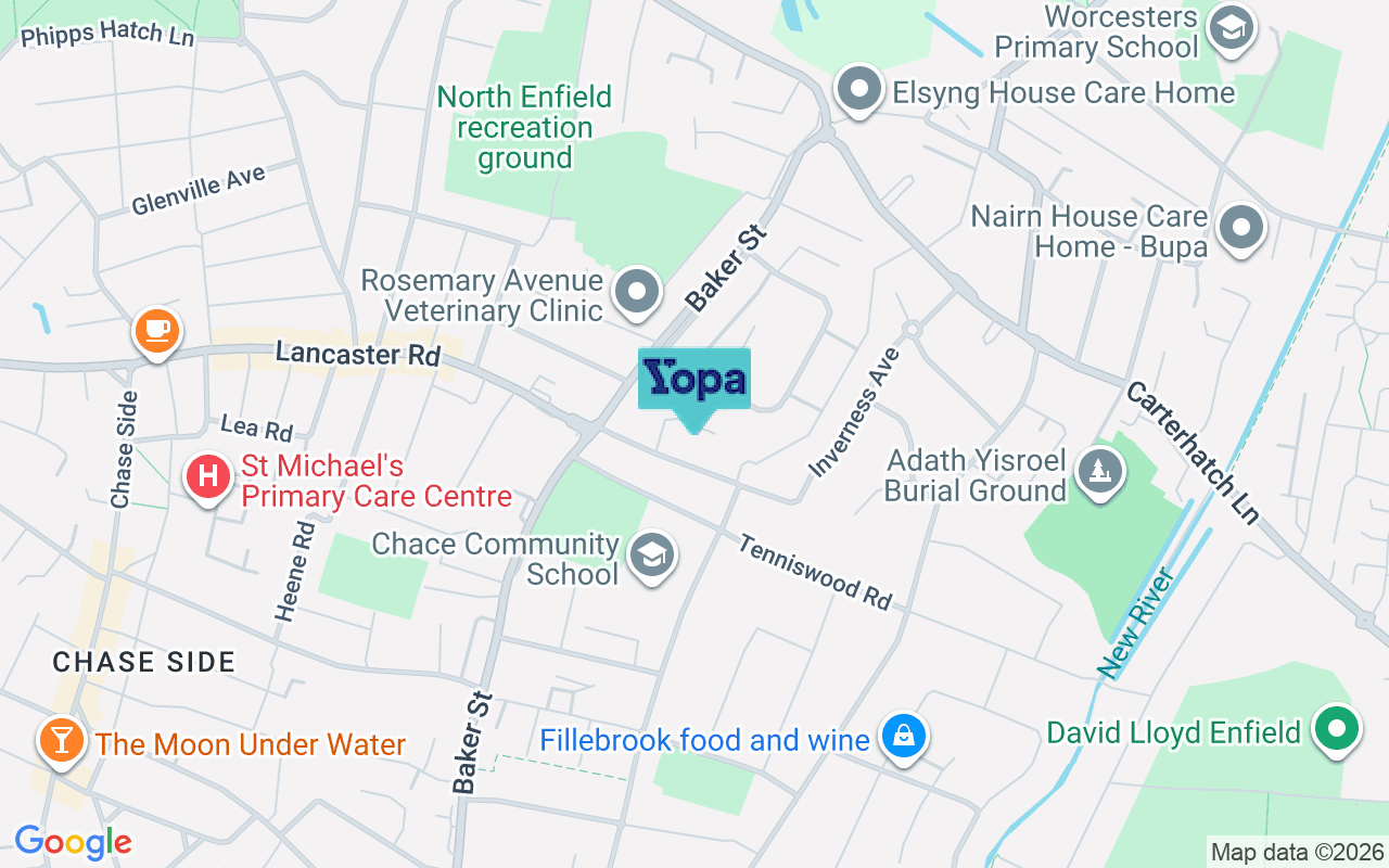 Map showing the location of EN1 3LS