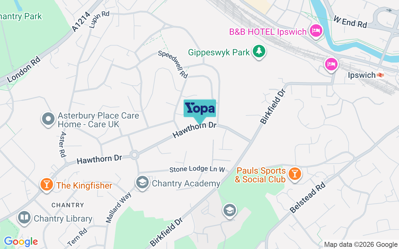 Map showing the location of IP2 0PD