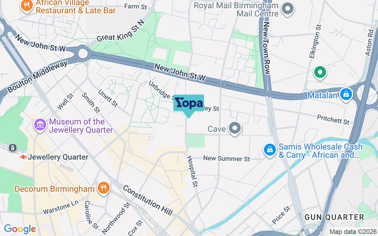 Map showing the location of B19 3XA