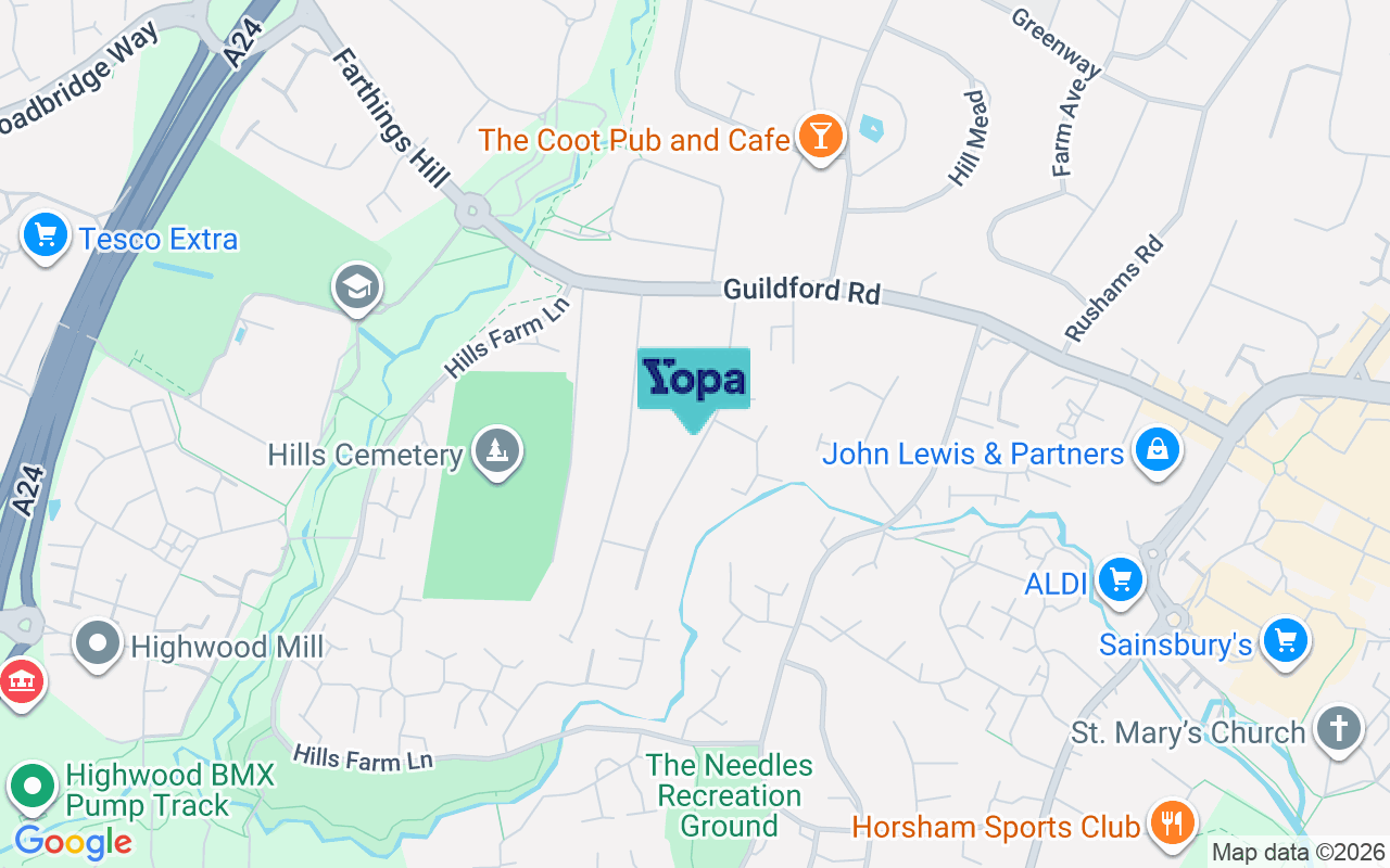 Map showing the location of RH12 1NB