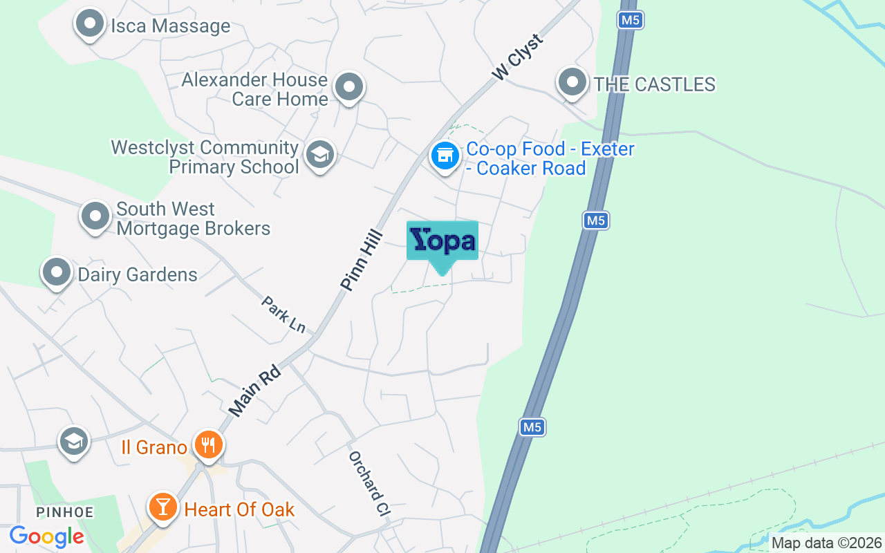 Map showing the location of EX1 3BH