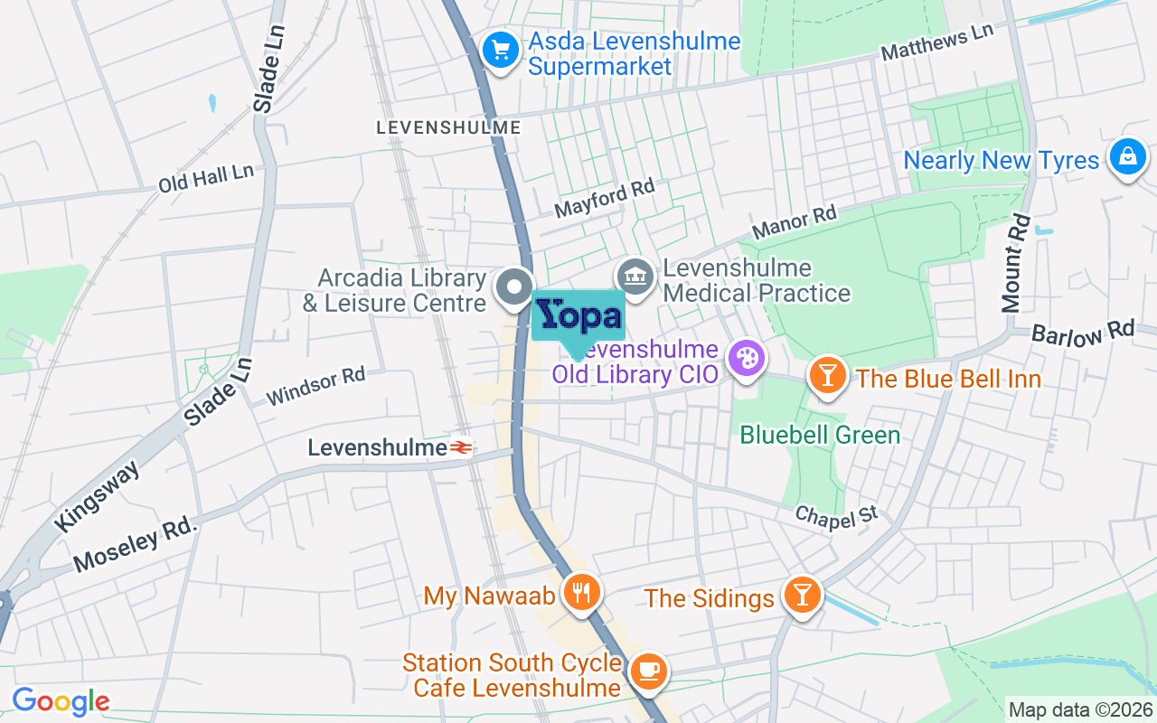Map showing the location of M19 3BT