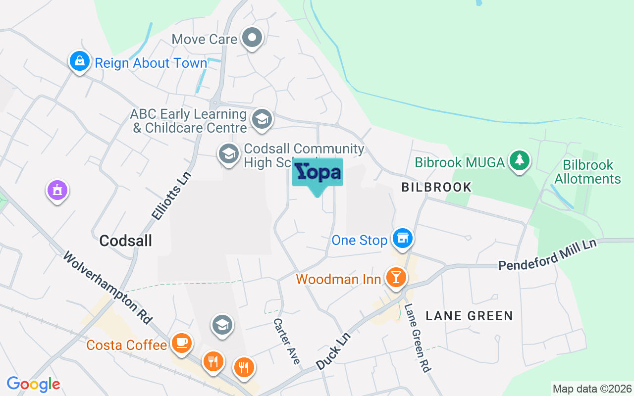 Map showing the location of WV8 1NU