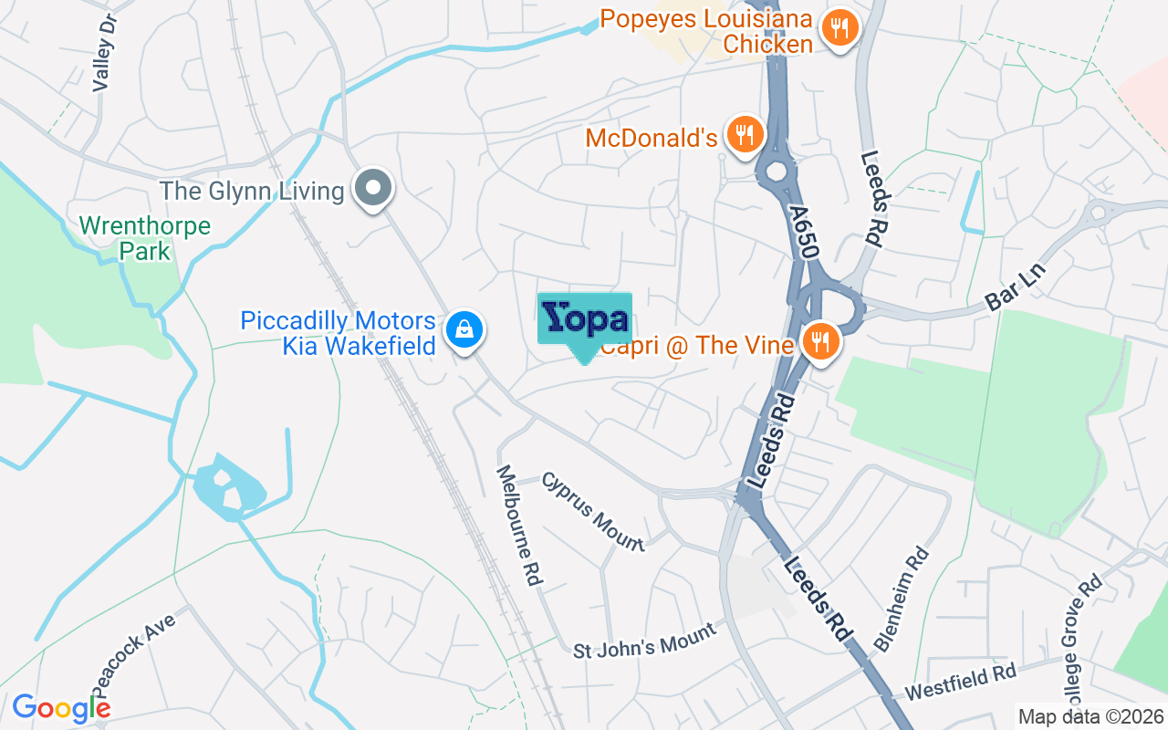 Map showing the location of WF1 2AF