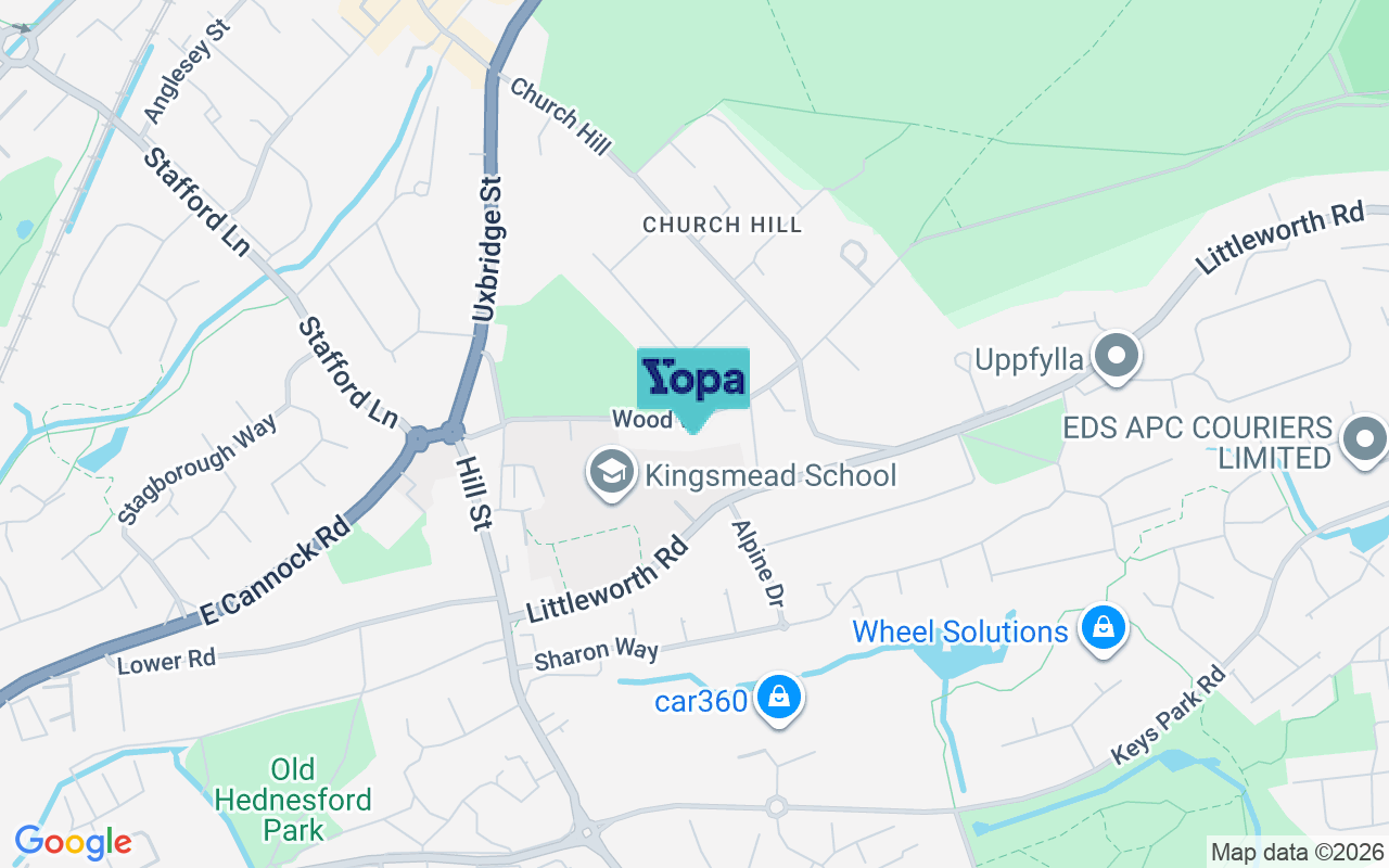 Map showing the location of WS12 1BW