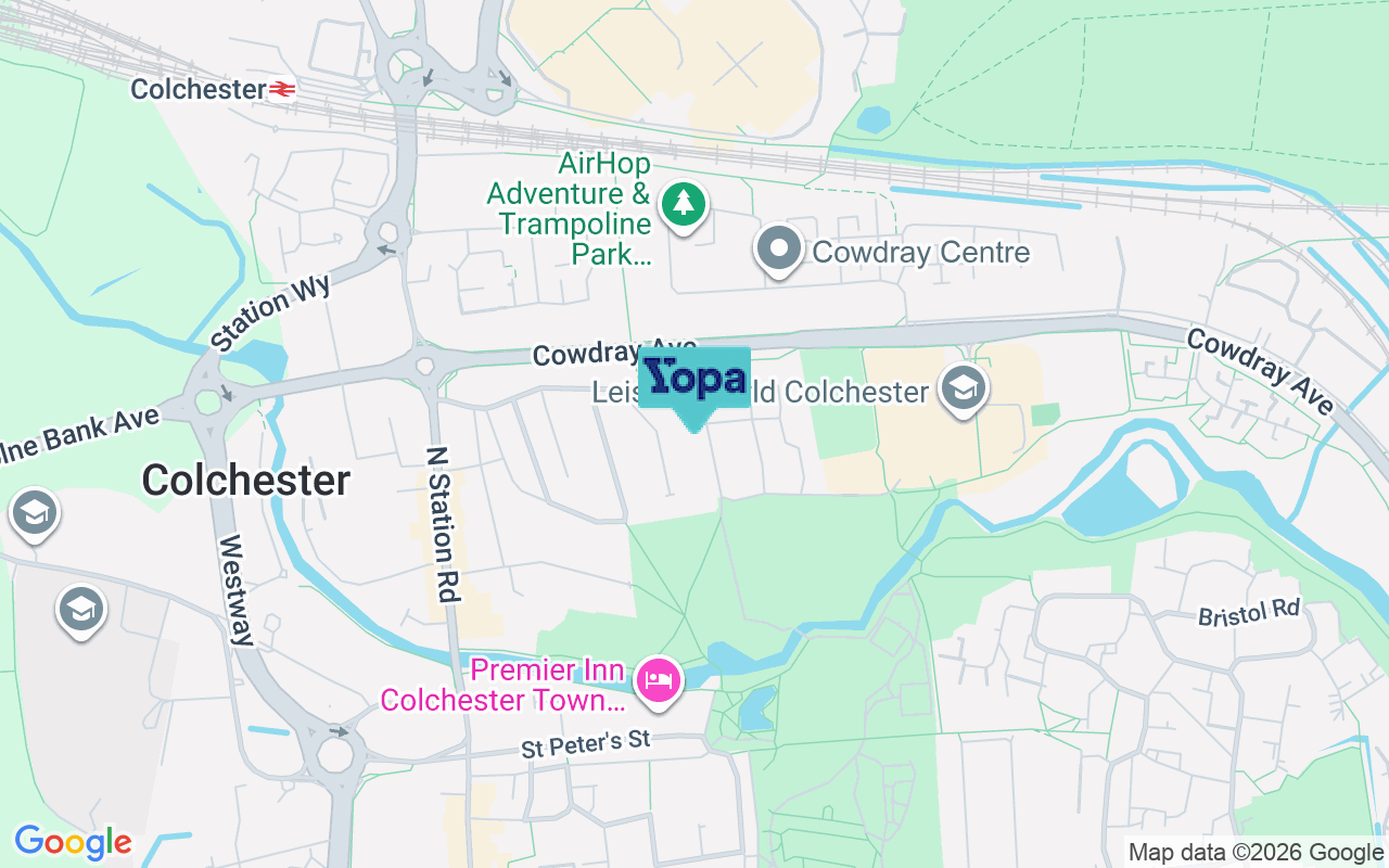Map showing the location of CO1 1XN