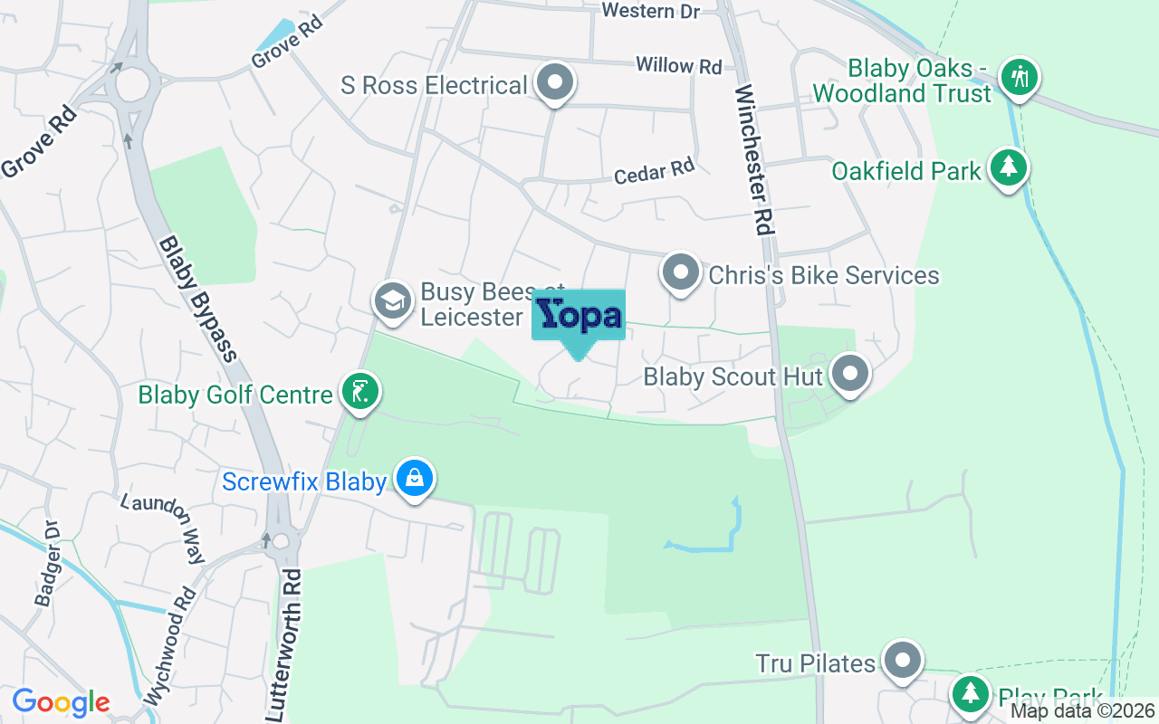 Map showing the location of LE8 4BT